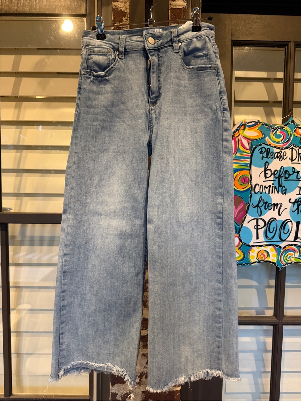 Avara Light Wash Wide Leg Raw Hem Jeans